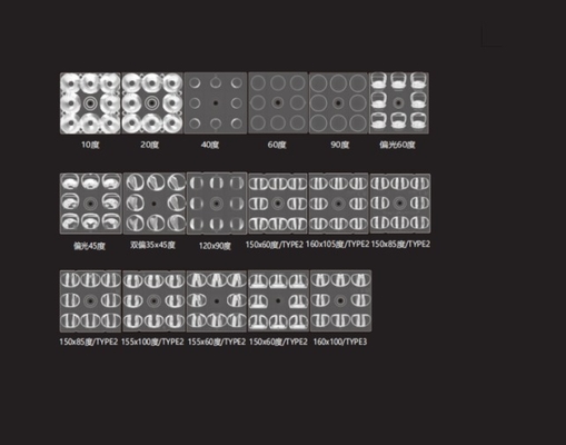 Lente Óptica LED 5050 50mm P35x45 Graus para Iluminação de Estádio